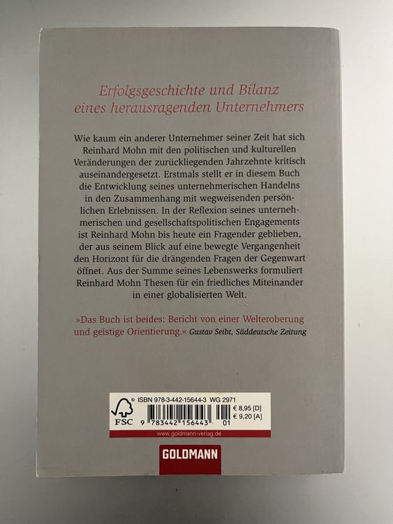 Libri: Reinhard Mohn: Von der Welt lernen – Autobiografie top! – Nuovo (secondo la descrizione) da Stäfa venduto da greety1981 1