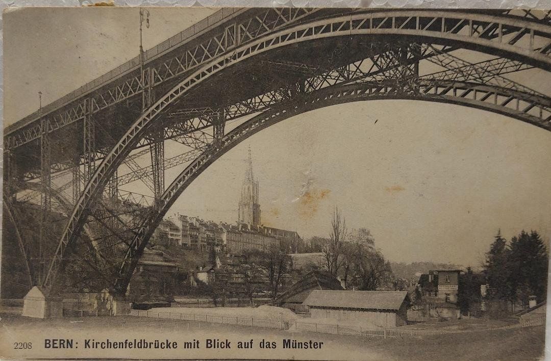 Ansichtskarten: BERN - Kirchenfeldbrucke mit blick auf das Munster - 1908 – Gebraucht aus Delémont von Domdom1