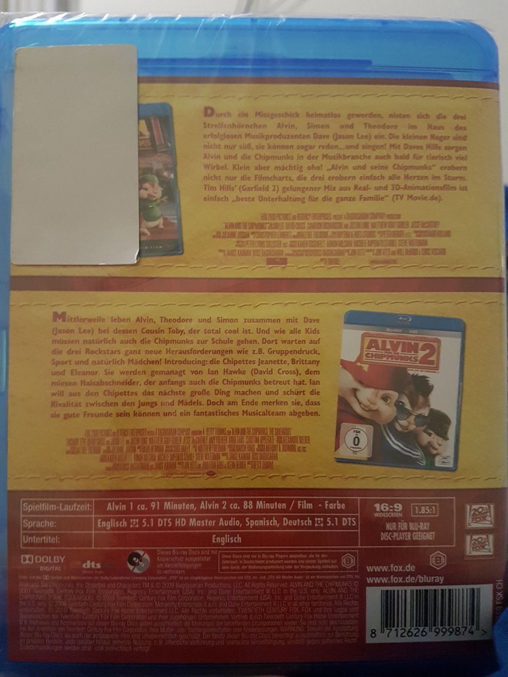 Alle DVDs: Alvin und die Chipmunks 1 & 2  OVP!!!! 2 Blu-Ray – Neu und originalverpackt aus Tübach von JamesStone 1