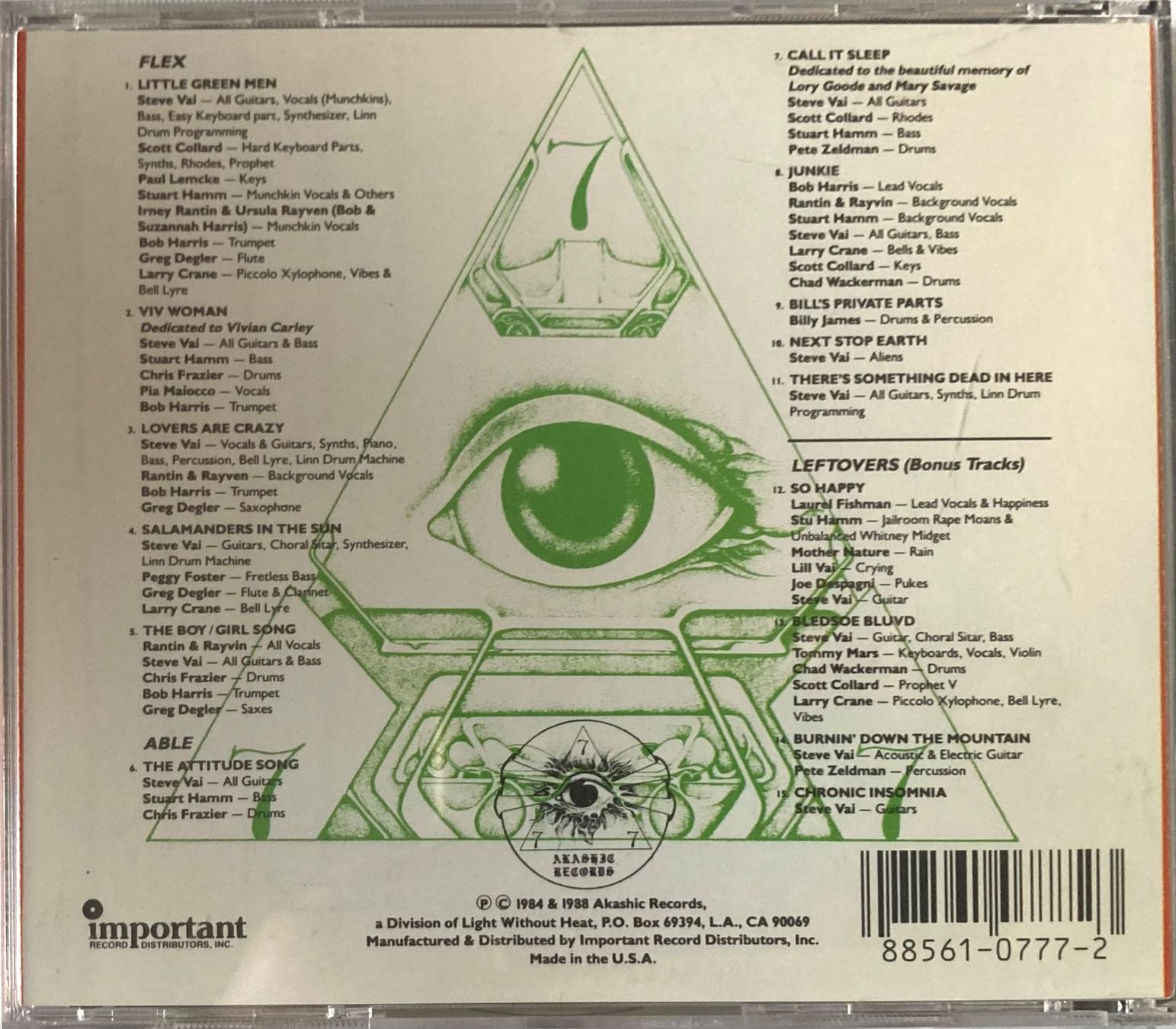 CD: STEVE VAI - FLEX-ABLE – Usato da Poliez-Pittet venduto da Newtown-Records 1