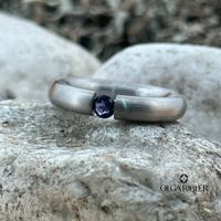 Edelstahl Pneu Ring mit Iolith  Ringgrösse 52