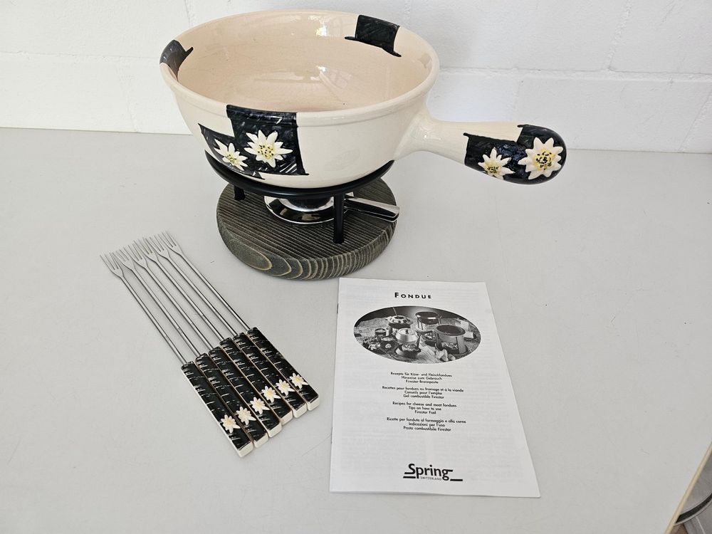 Spring 2698326014 Gstaad Fondue Set, Stainless Steel, Silver, 28 x 28.7