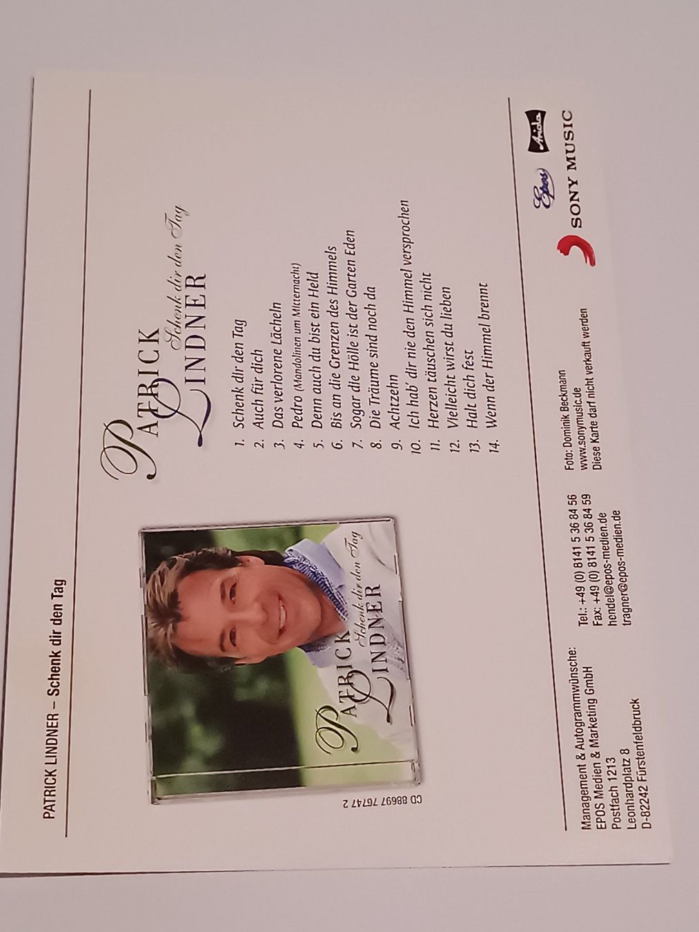 Autographes: Patrick Linder- handsigniert – D'occasion à Menziken par Autogramme 1