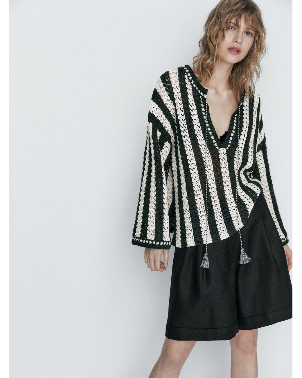 Massimo Dutti Maglioni & Felpe: Damen Pullover gehäkelt Grösse L grün-weiss gestreift – Nuovo (secondo la descrizione) da Hombrechtikon venduto da Marina00 6