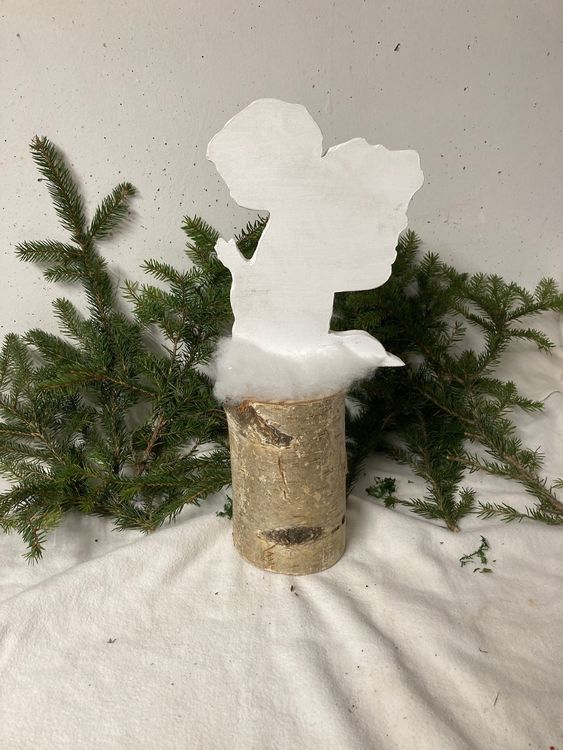 Deko Engel Weiss auf Baumstamm aus Holz Kaufen auf Ricardo