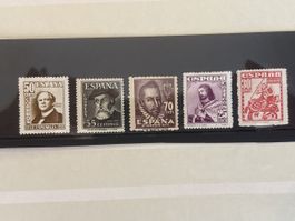 Timbres Espagne Lot 5 timbres historique utilisé