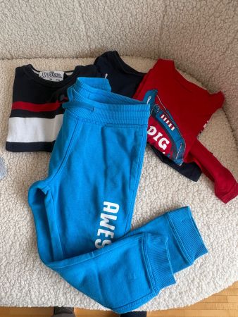 Set Pullover t - Shirt langarmige gr 104 blau rot Marine