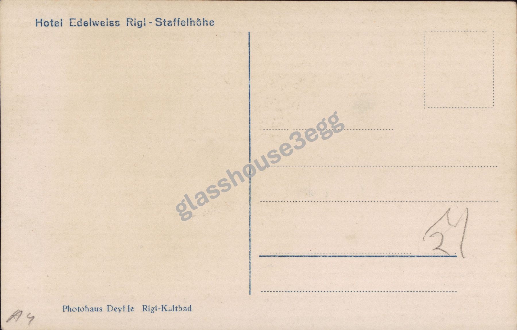 Cartoline postali: AK Hotel Edelweiss Rigi - Staffelhöhe – Usato da Eggersriet venduto da glasshouse3egg 1