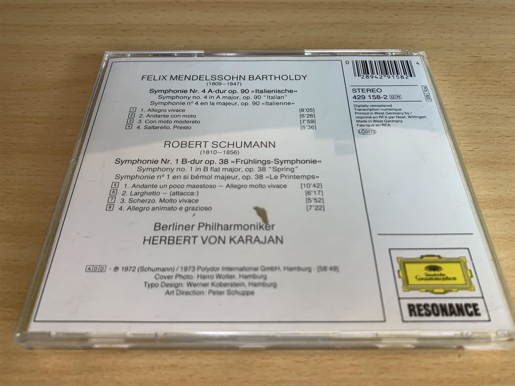 CD: Mendelssohn "Italian" Symphony/Schumann – Usato da Rikon im Tösstal venduto da Alpenmutz 1