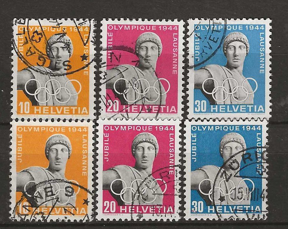 Alle Briefmarken: CH259 - 50 ans CIO 2 papiers obl. – Gebraucht aus Trélex von Phil_Albert