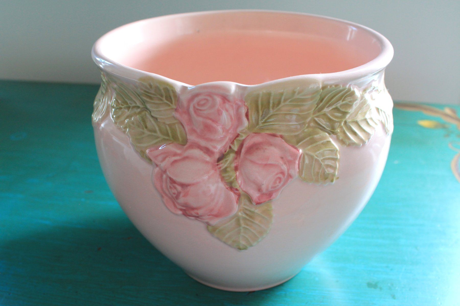 Vasi per fiori: Keramik Cache-Pot / ÜBERTOPF mit Rosendekor  17cm hoch – Usato da Rebstein venduto da QuasarVincent 4