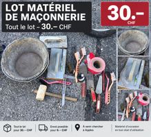 🧱 Lot complet de matériel de maçonnerie – 30.–