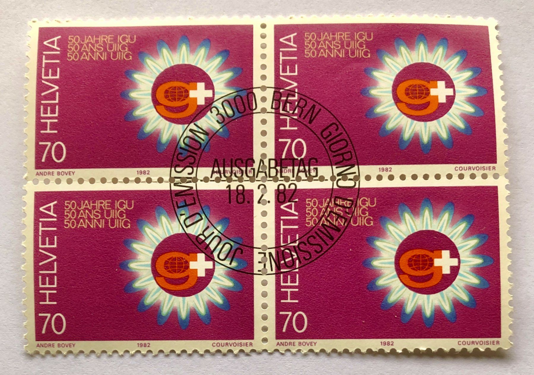 Tutti i francobolli: 4er Block Nr.665 Stempelt Bern 1982    – Usato da Aarau venduto da Billa007