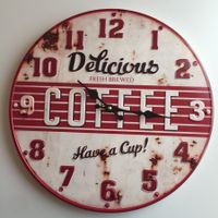 Wand Uhr Kaffeemotiv im Retro Design neu Blechschild 40cm