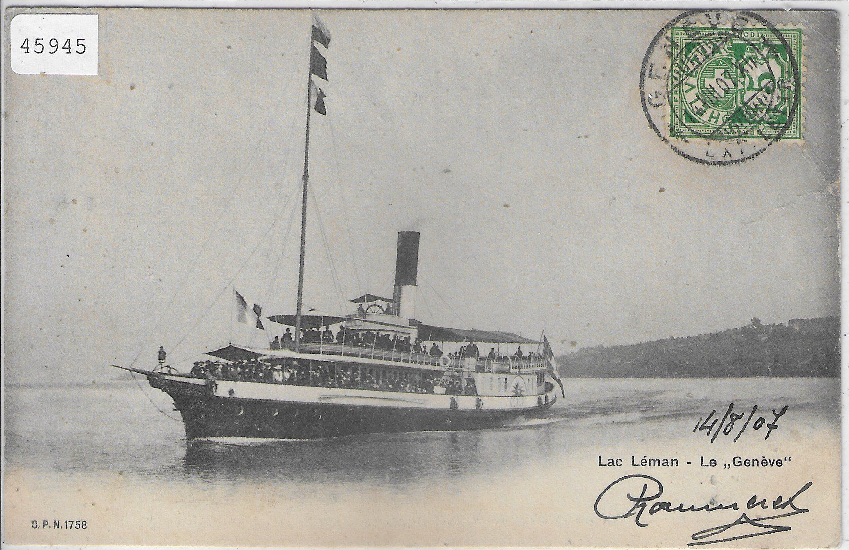 Cartes postales: Lac Leman - Le "Geneve" – Défectueux à Ettingen par Kartenplanet