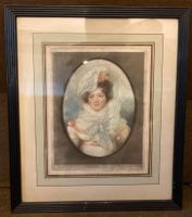 Antikes Bild - junge Frau - gerahmt A.W. Johnson London