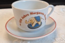 Margarete Steiff Tasse mit Unterteller, Elefant, Linitiert!