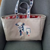 Strick/Kurstasche mit Kuh-Applikation,neu