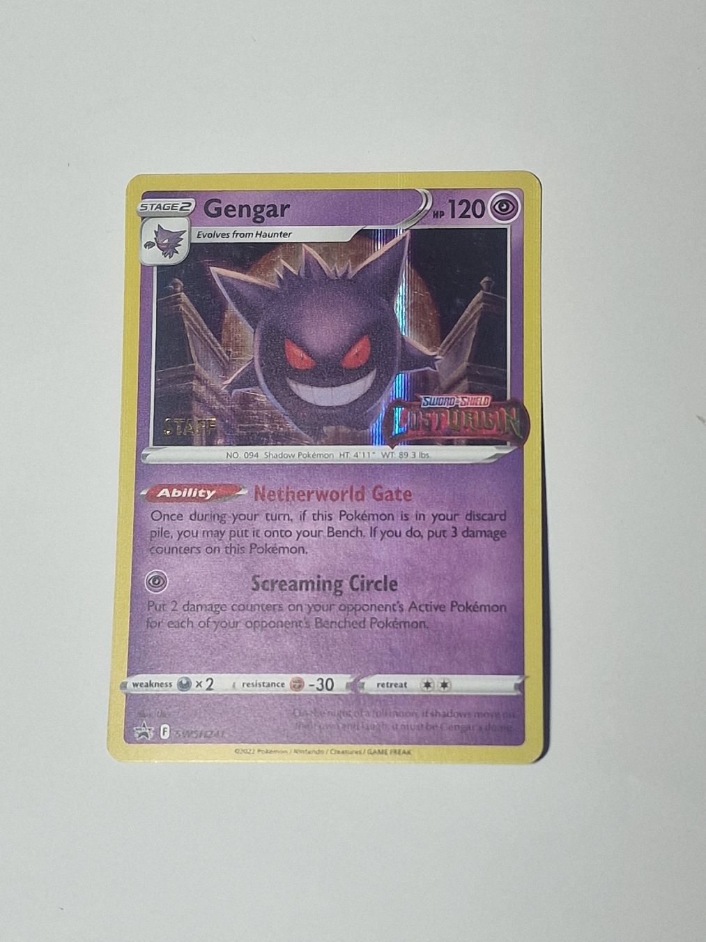 Pokémon Carte collezionabili: Gengar Lost Origin STAFF edition – Usato da Daillens venduto da SACS-CARDS 2