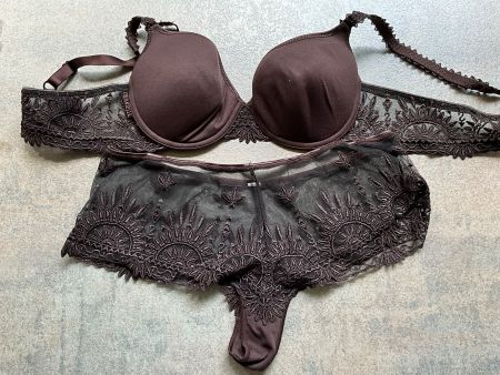 Dessous Set Chantelle BH Slip braun Spitze 38 80A neuwertig