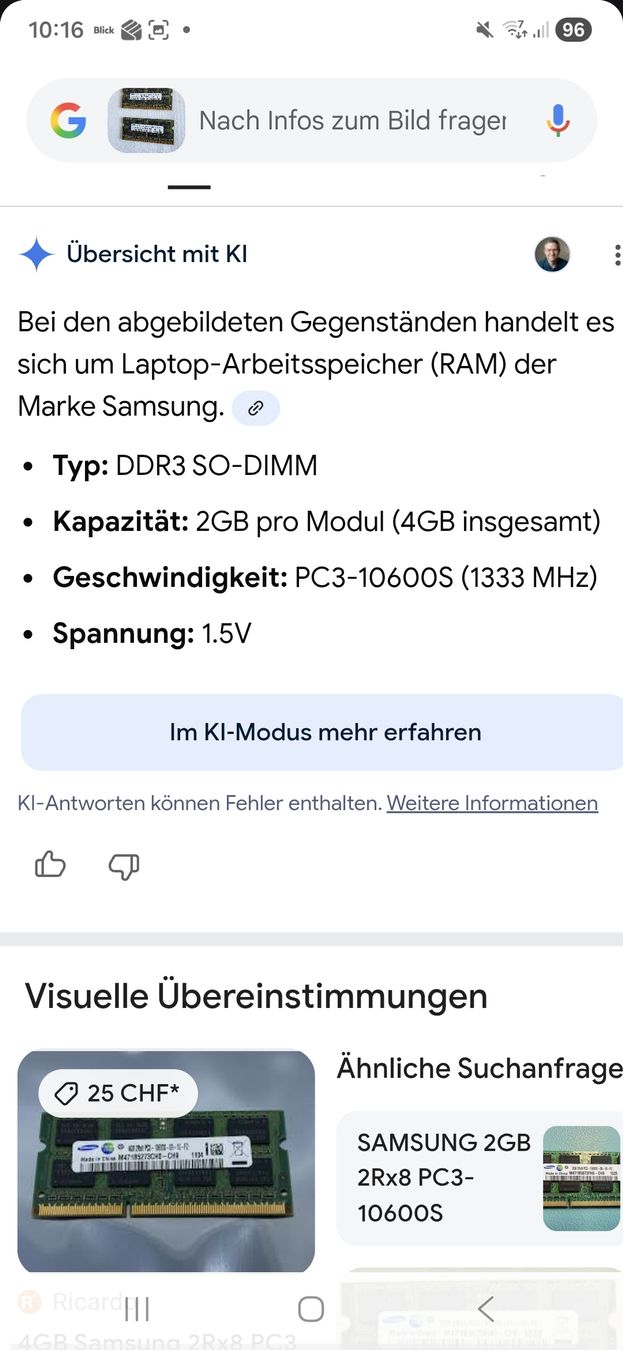 Samsung Schede di memoria: Arbeitsspeicher 2x 2GB – Usato da Dübendorf venduto da Jolenia 4
