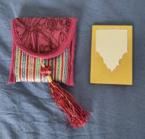Miroire de poche doré du Liban avec étui en tissu coloré