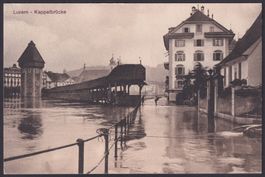 Luzern Hochwasser 1910, Kappelbrücke, ungelaufen