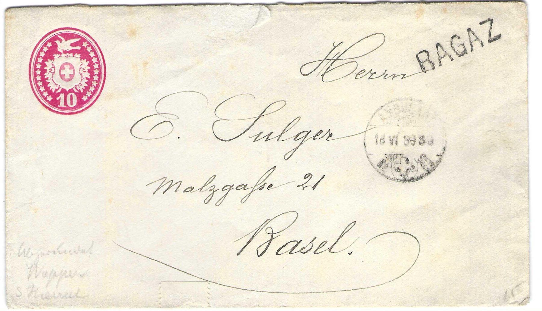 Tutti i francobolli: Tüblibrief Ragaz - Basel 1880 – Usato da Wildhaus venduto da Brunphil