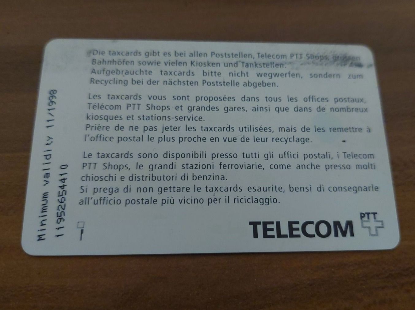 Telefon- & Taxkarten: PTT Taxcard 5.- 1996 – Gebraucht aus Erlinsbach von pfunky 1