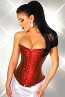 SATIN CORSAGE-DIAMONDS-ROT - GRÖSSE S
