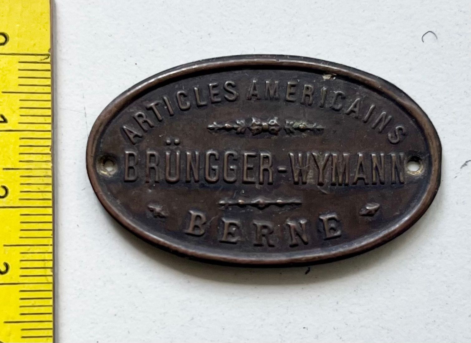 Insegne: Schild Brüngger-Wymann Bern "Articles Americains" oval alt – Usato da Ostermundigen venduto da DaxKarten-75