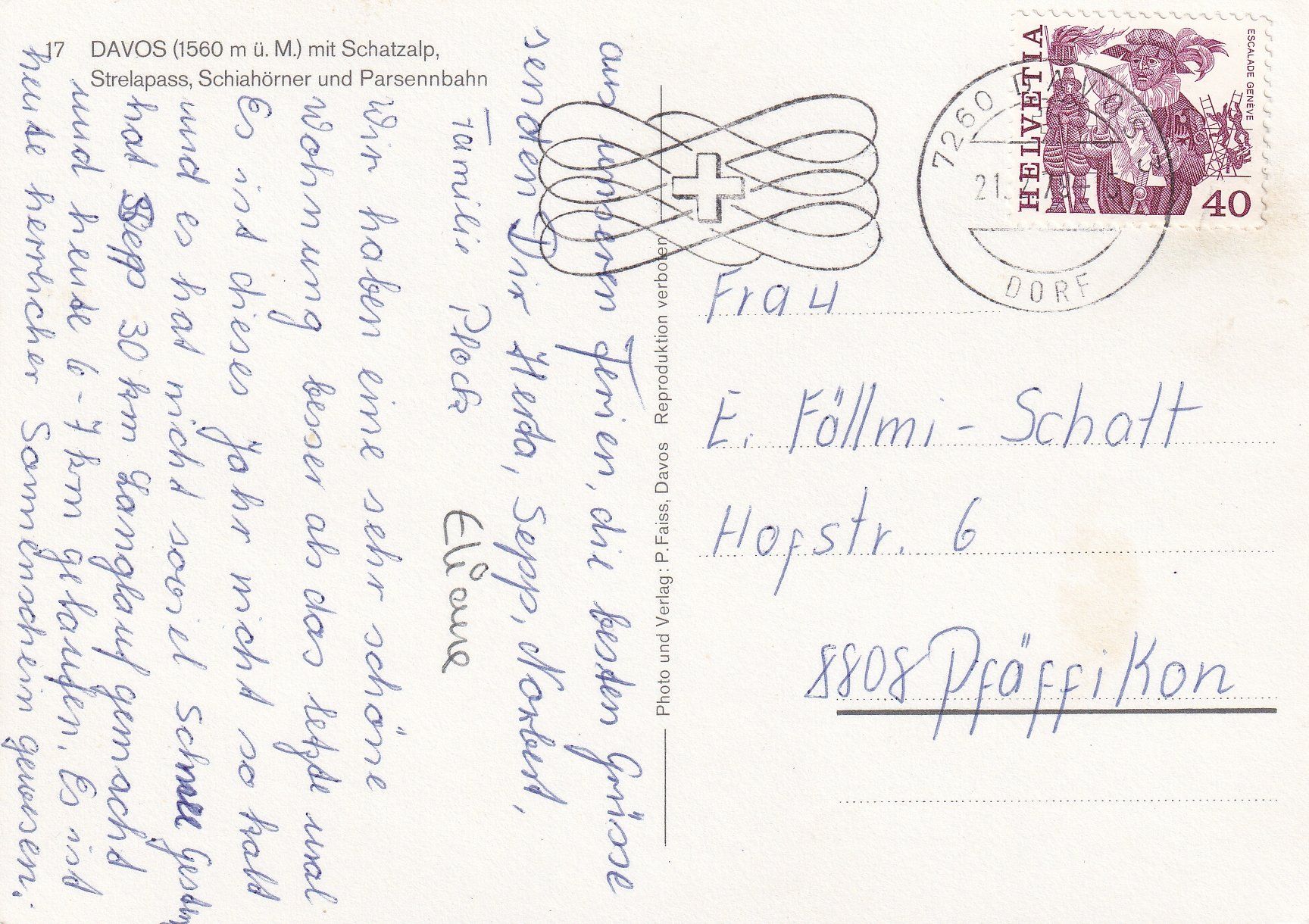Cartoline postali: Davos /ay – Usato da Hombrechtikon venduto da Rudolf07 1