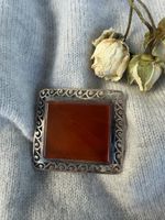 Broche antique victorienne, argent et cornaline