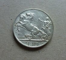 Italien ++ 10 Lire 1927 R Silber