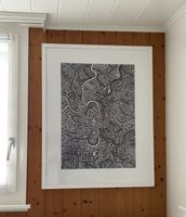 Zeichnung schwarz weiss Tusche auf Papier gerahmt