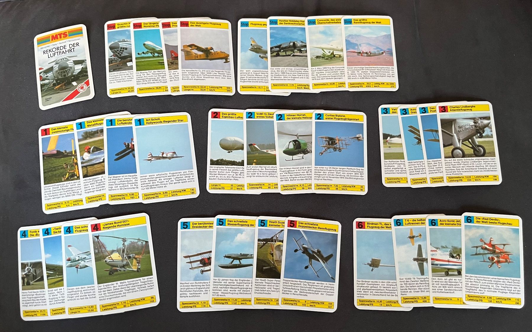 Giochi: MTS/ REKORDE DER LUFTFAHRT/QUARTETT/ 32 Karten – Usato da Wabern venduto da DaxKarten-75 1