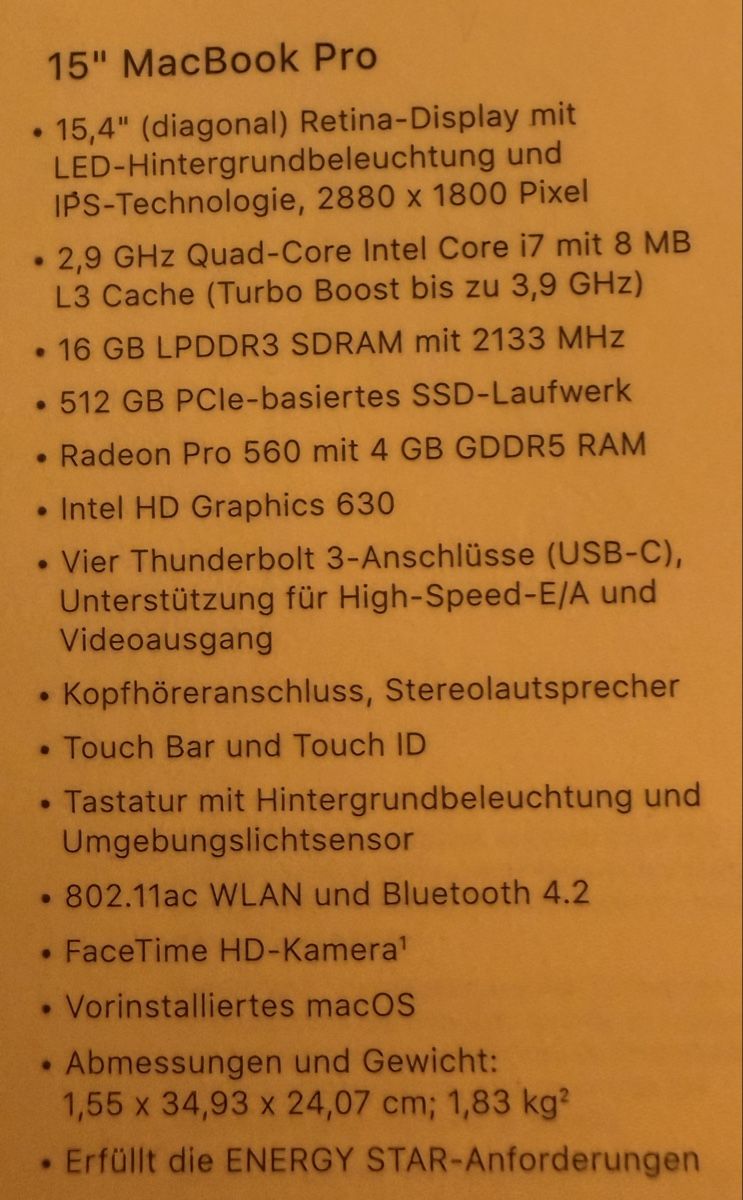 Apple Notebook: MacBook Pro 15 / Touchbar / i7 – Usato da Mellingen venduto da lowjam 2