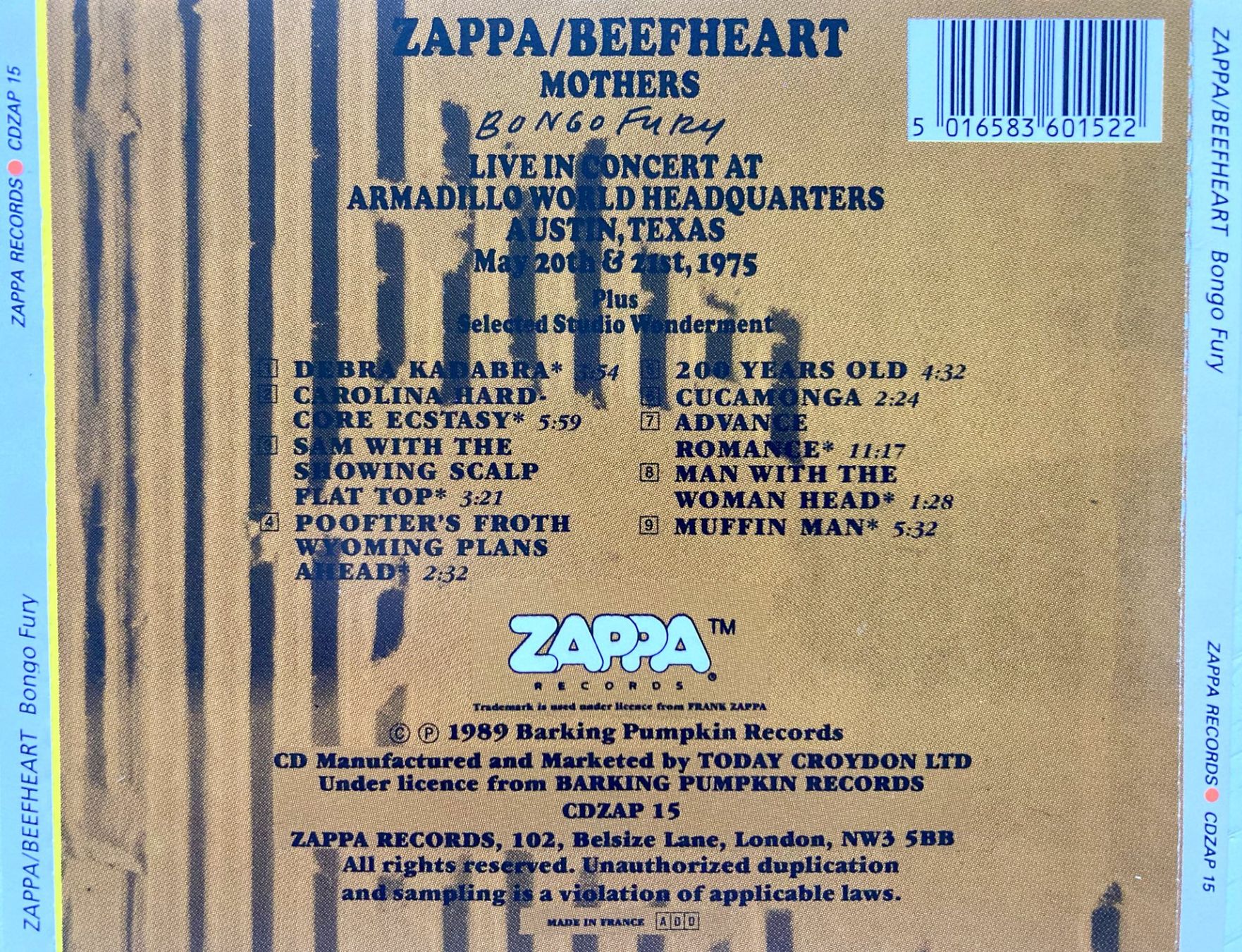 CD: ZAPPA / BEEFHEART - BONGO FURY – Usato da Bottens venduto da hotter-than-hell 1