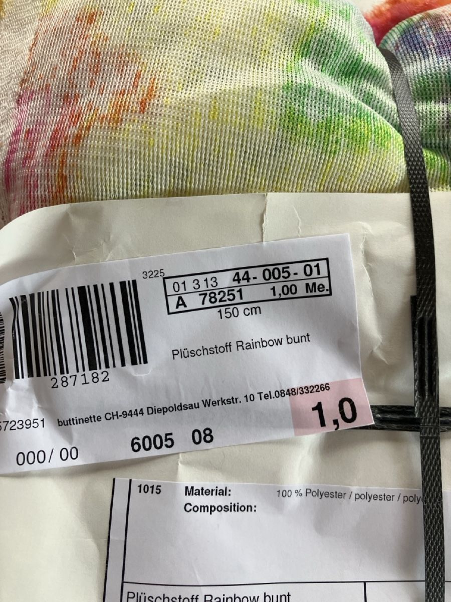 Tessuti: Plüschstoff Rainbow bunt 100 Prozent Polyester 1 Meter – Usato da Weissbad venduto da Praxedis_P51 2