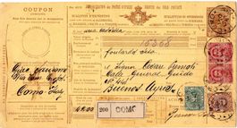 BULLETTINO DI SPEDIZIONE DA COMA A BUENOS AYRES 1897 - AX275