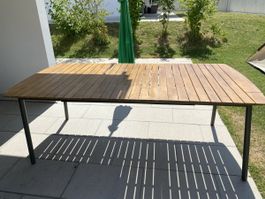 Gartentisch Holz Metall Gestell rechteckig gebraucht