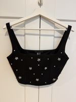 Schwarzes Korsett Top mit Perlen Grösse S neu