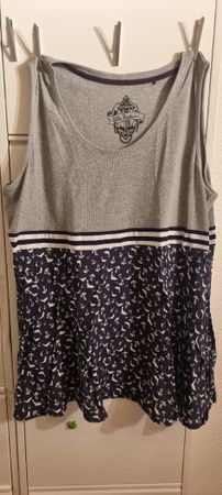 Ulla Popken Top, grau/blau, Gr. 54/56, Anker-Motiv