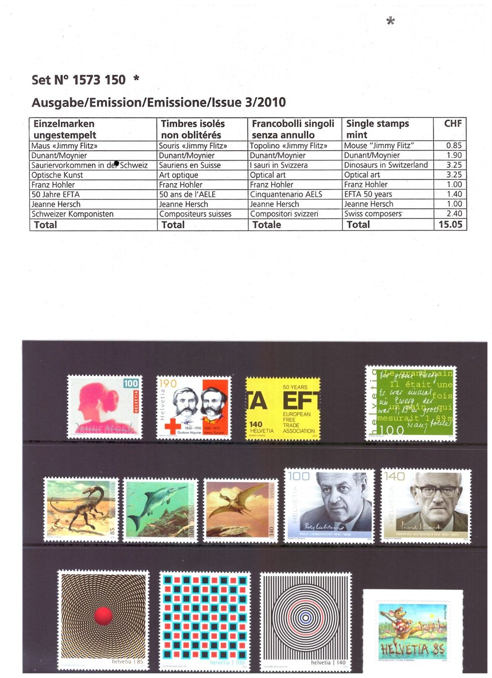 Alle Briefmarken: CH Briefmarken Ausgaben 2010 – Neu und originalverpackt aus Chur von marcbruni 2