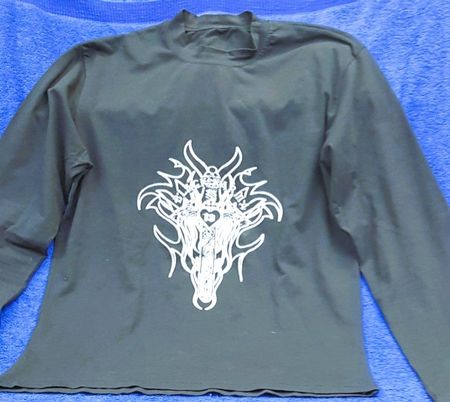 Schwarzes Langarmshirt mit speziellem Print, Grösse XL