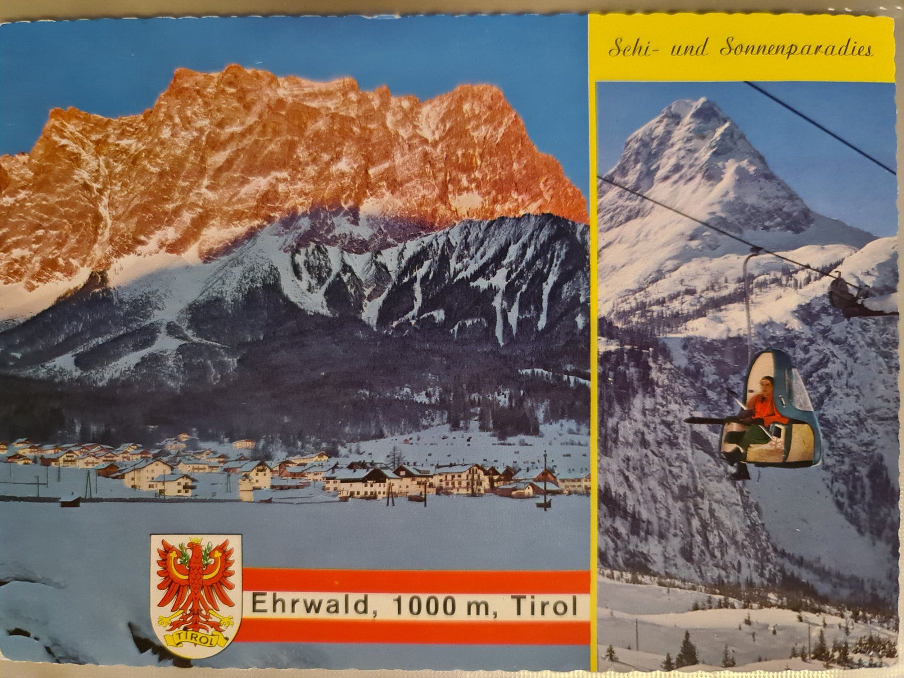 Cartoline postali: Postkarte Ehrwald Tirol, Skigebiet – Usato da Dintikon venduto da Vexi