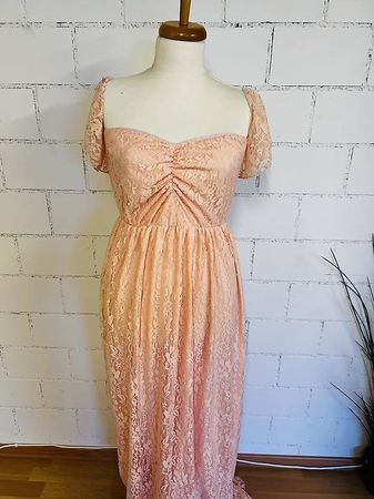 Romantisches Spitzenkleid Gr. S/M Rosé Sommerkleid