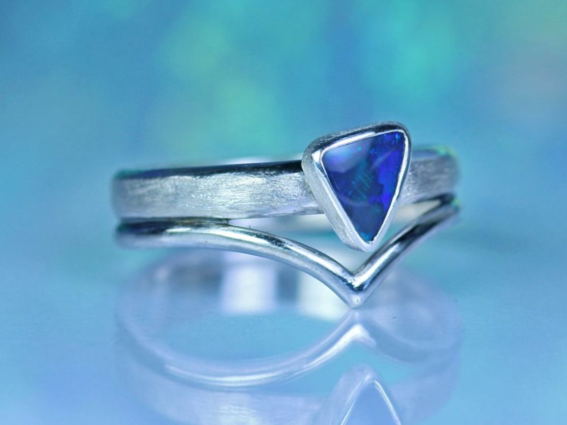 Anelli: LUNA SERENA Boho Silberring mit australischem Opal · EU 58 – Nuovo e nell'imballaggio originale da Bern venduto da OSONO.Design 7