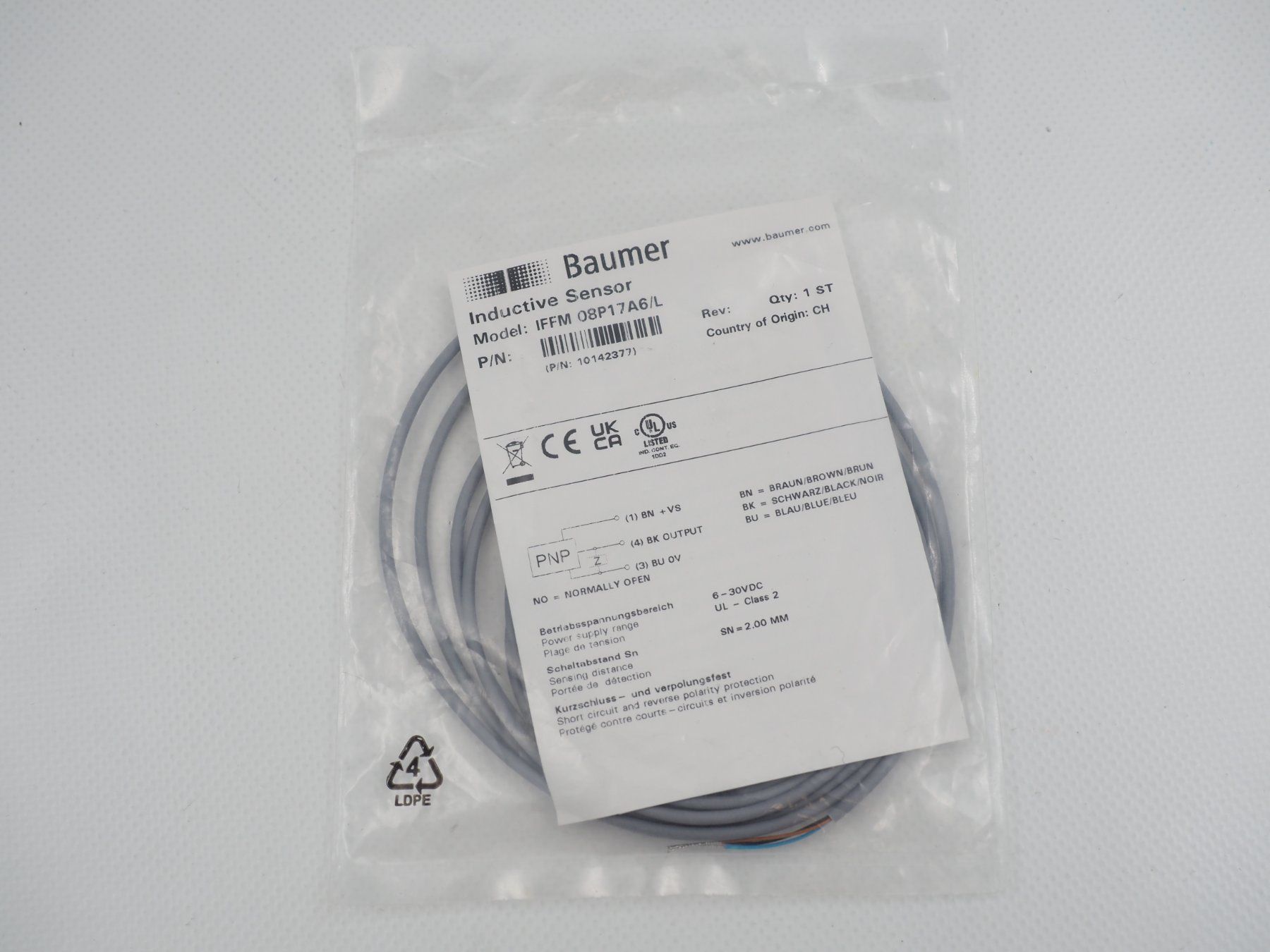 Componenti elettronici: BAUMER - Sensor induktiv IFFM 08P17A6/L (20811) – Nuovo e nell'imballaggio originale da Zürich venduto da fundsachenverkauf