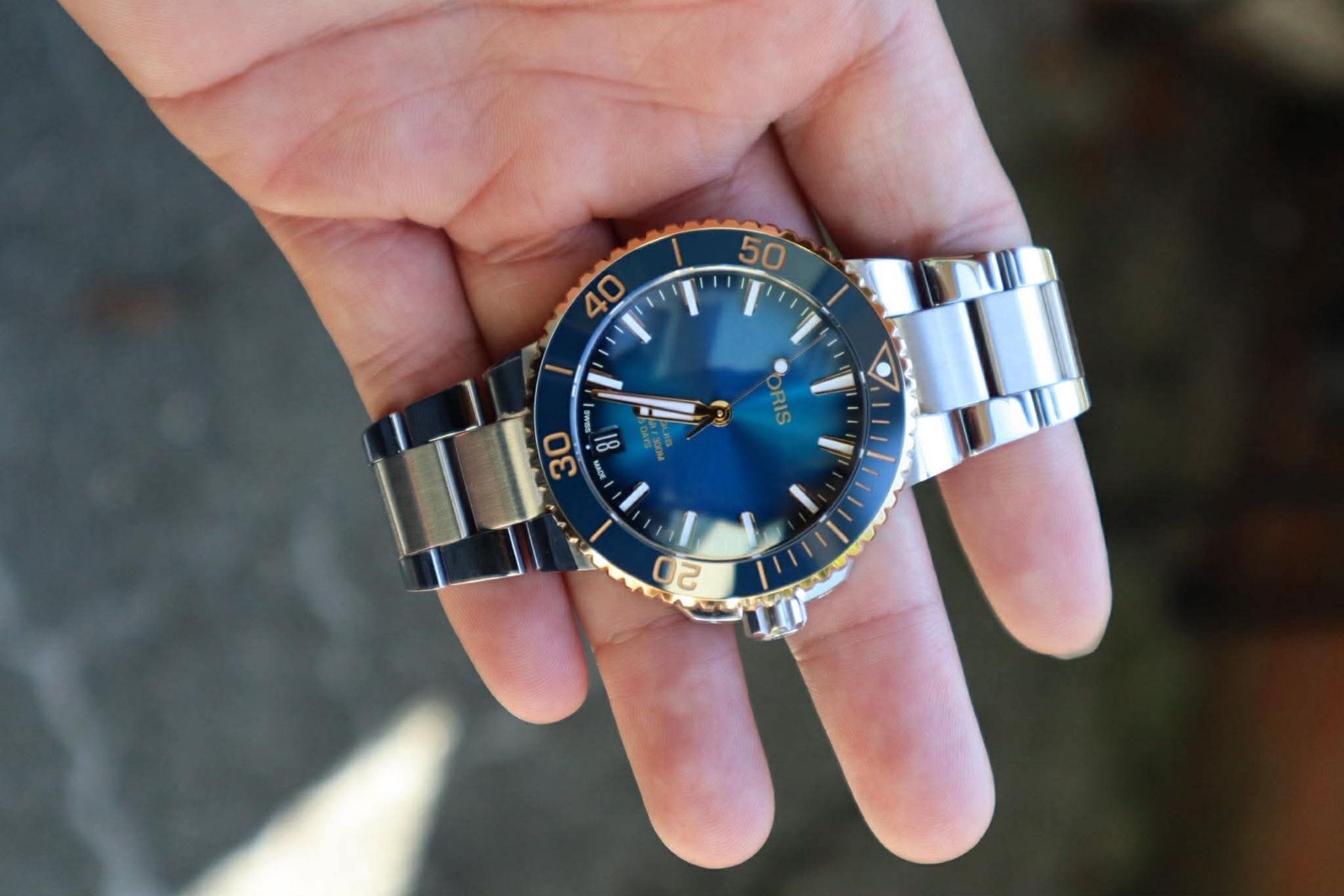 Oris Uhren: Oris Aquis gold bezel – Gebraucht aus Gerlafingen von Thomibasichome